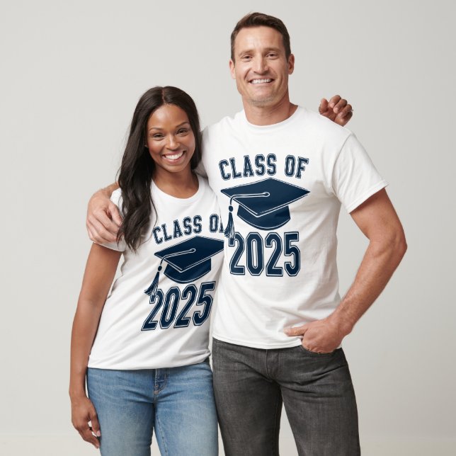 Class of 2025 Blue Grad Cap Graduation  T-Shirt (Unisex)