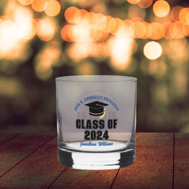 Class of 2025 Blue Graduation Custom Graduate Whiskey Glass (Creator Uploaded)