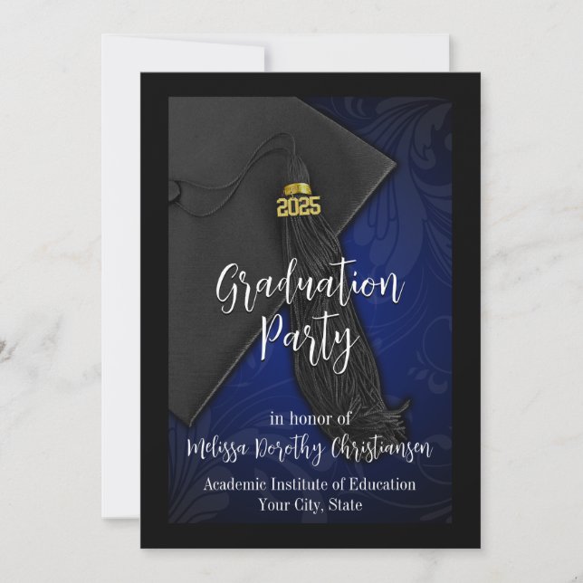 Class of 2025 Blue Tassel College Graduation Invitation (Front)