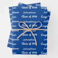 Class of 2025 Blue White Congratulations Grad Name