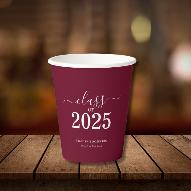 Class of 2025 Burgundy Graduation Party Paper Cups (Creator Uploaded)