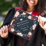 Class of 2025 Burgundy Navy Blue Floral Classy<br><div class="desc">Burgundy Navy Blue Floral Classy Graduation Hat. For further customisation,  please use our design tool to modify this template.</div>
