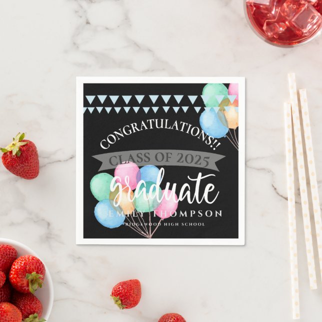 Class of 2025 Celebration Balloon Graduation Party Napkin (Insitu)