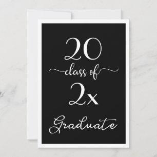 Class Of 2025 Chic Black White Graduation Party Invitation