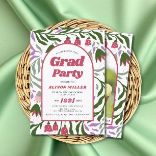 Class Of 2025 colourful retro flowers Graduation Invitation