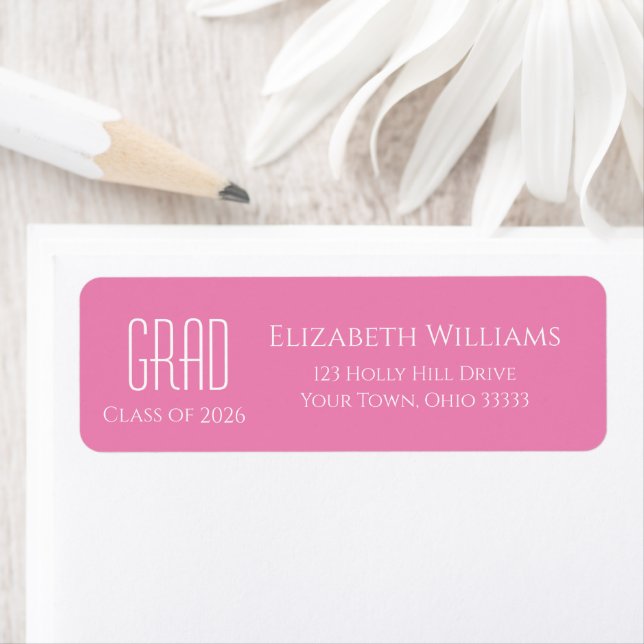 Class of 2025 Cute Pink Graduation Return Address (Insitu)