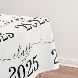 Class of 2025 Elegant Black and White Tablecloth