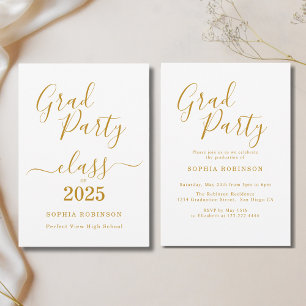 Class of 2025 Elegant Gold Script Graduation Party Invitation
