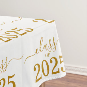 Class of 2025 Elegant Gold Script  Tablecloth