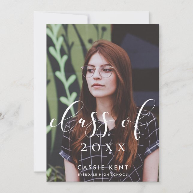 Class of 2025 elegant graduation photo announcement (Front)