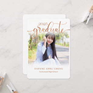 Class of 2025 Faux Bronz Leaf Modern Photo Invitation