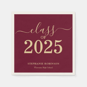 Class of 2025 Gold Maroon Graduation Party Napkin