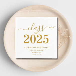 Class of 2025 Gold Script College Graduation  Napkin