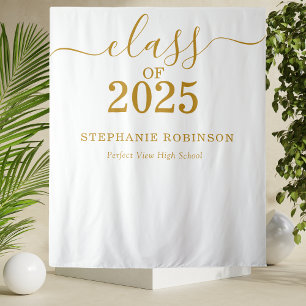 Class of 2025 Gold Script Graduation Backdrop Prop Tapestry