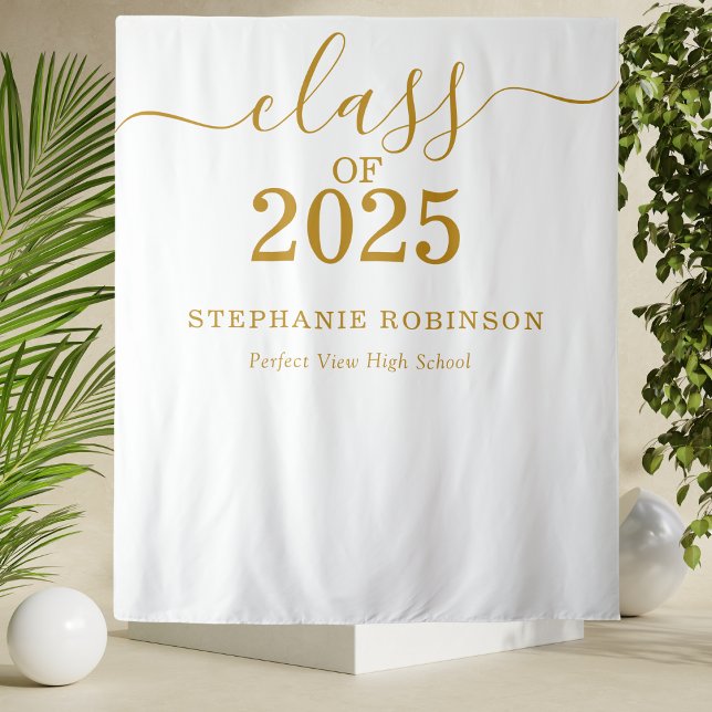 Class of 2025 Gold Script Graduation Backdrop Prop Tapestry (Creator Uploaded)