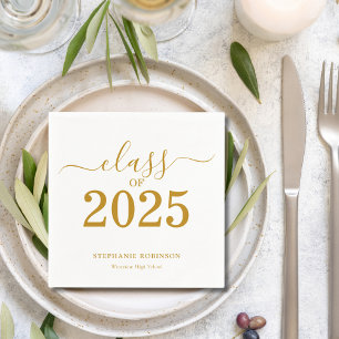 Class of 2025 Gold Script Graduation  Napkin