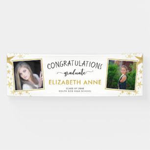 Class of 2025 Gold Stars 2 Photos Graduation Banner
