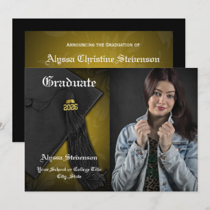 Class of 2025 Gold Tassel College Photo Graduation Invitation