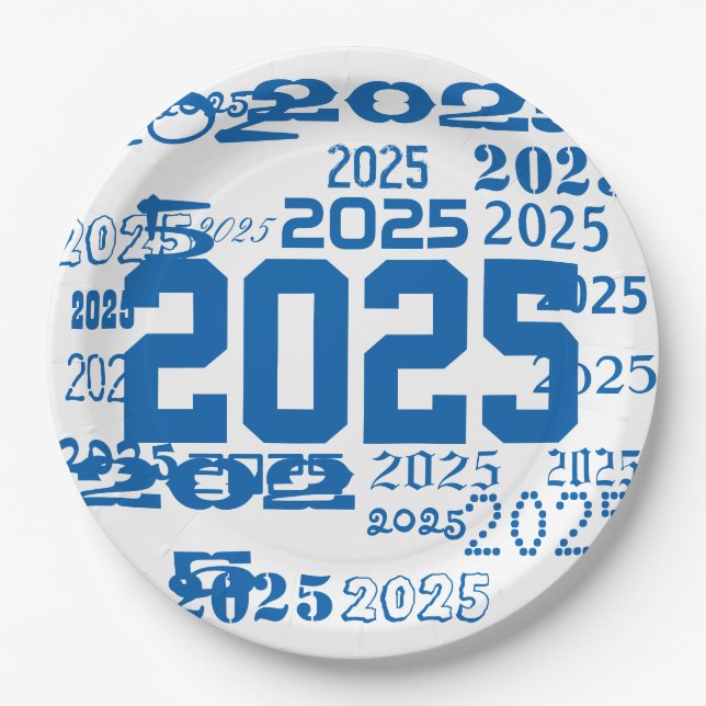 Class Of 2025 Grad Pattern Graduation Year Paper Plate (Front)