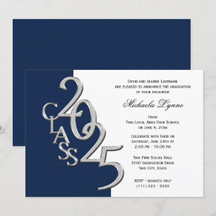 Class of 2025 Grad Silver with Colour Option Invitation
