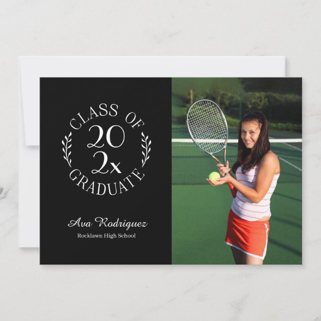 Class of 2025 Graduate 2 Photo Black Graduation Announcement (Front)