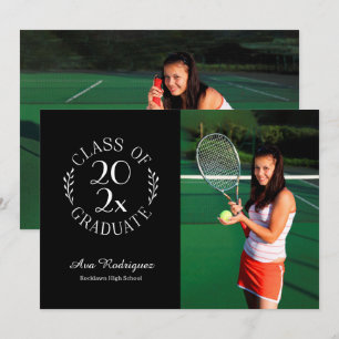 Class of 2025 Graduate 2 Photo Black Graduation Announcement