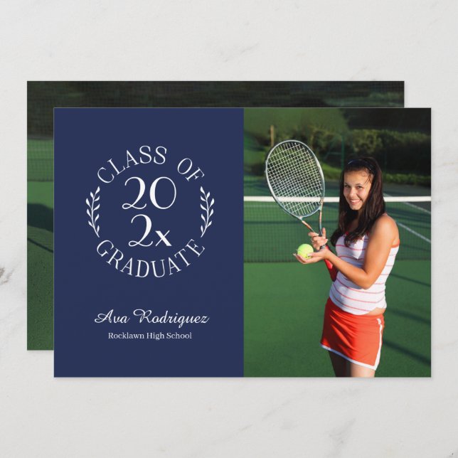 Class of 2025 Graduate 2 Photo Navy Graduation Announcement (Front/Back)