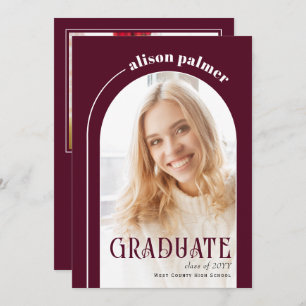 Class of 2025 GRADUATE arch burgundy photo Invitation