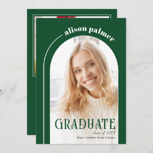 Class of 2025 GRADUATE arch emerald green photo Announcement
