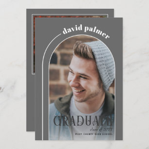 Class of 2025 GRADUATE arch grey photo Invitation
