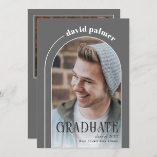 Class of 2025 GRADUATE arch grey photo Invitation