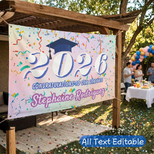 Class of 2025 Graduate Confetti Fun Graduation Cap Banner