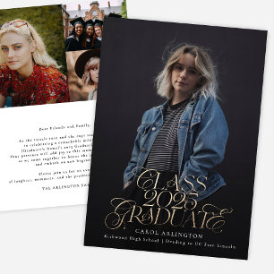 CLASS OF 2025 GRADUATE gold script graduation Announcement