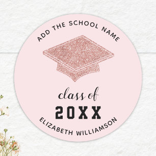Class of 2025 Graduate Light Pink Graduation Classic Round Sticker