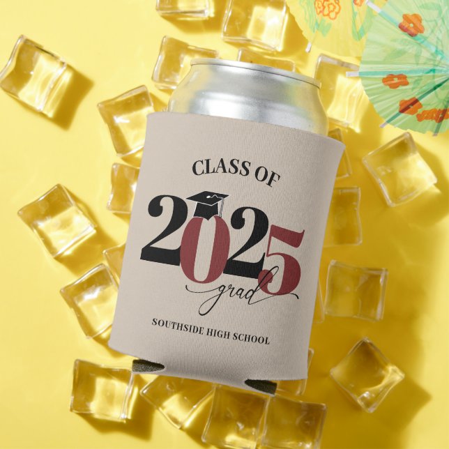 Class of 2025 Graduate Modern Maroon Can Cooler (In Situ Summer)