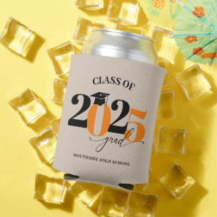 Class of 2025 Graduate Modern Orange Can Cooler
