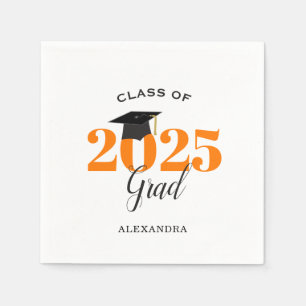 Class of 2025 Graduate Modern Orange Napkin