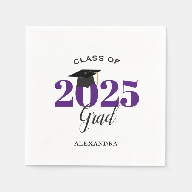 Class of 2025 Graduate Modern Purple Napkin (Front)