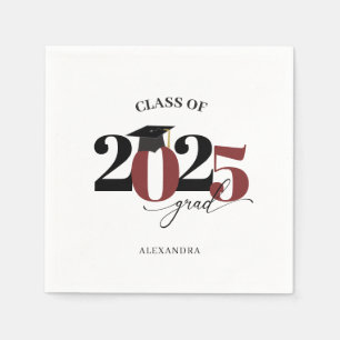 Class of 2025 Graduate Modern Tyopgraphy Maroon Napkin