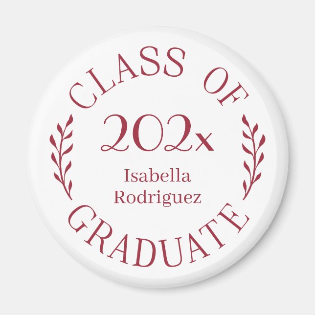 Class of 2025 Graduate Name Burgundy Typography Magnet (Front)