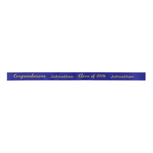 Class of 2025 Graduate Name Navy and Gold Script Satin Ribbon