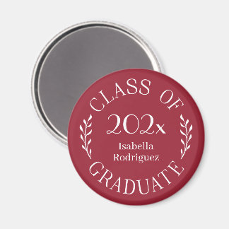 Class of 2025 Graduate Name Typography Burgundy Magnet