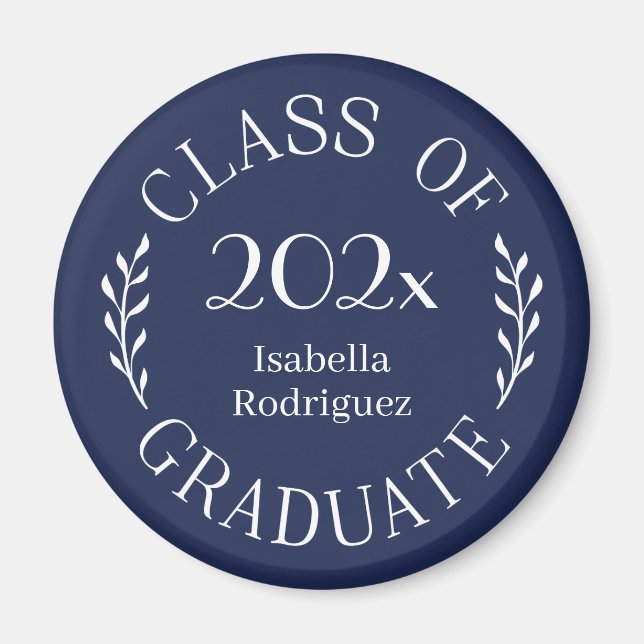 Class of 2025 Graduate Name Typography Navy Blue Magnet (Front)