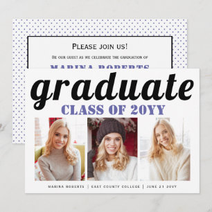 Class of 2025 graduate periwinkle typography photo invitation