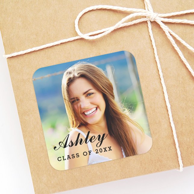 Class of 2025 Graduate Personalised Photo Square Sticker (Creator Uploaded)