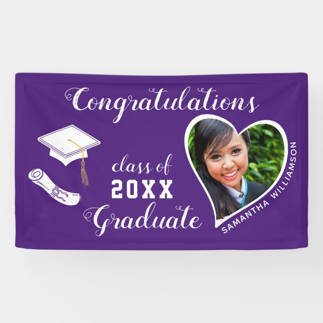 Class of 2025 Graduate Photo Purple Graduation Banner (Horizontal)