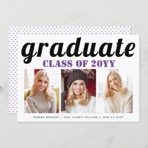 Class of 2025 graduate purple typography photo invitation