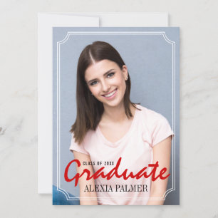 Class of 2025 graduate simple red handwritten invitation