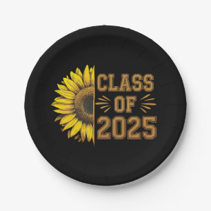 Class Of 2025 Graduate Sunflower Graduation Paper Plate