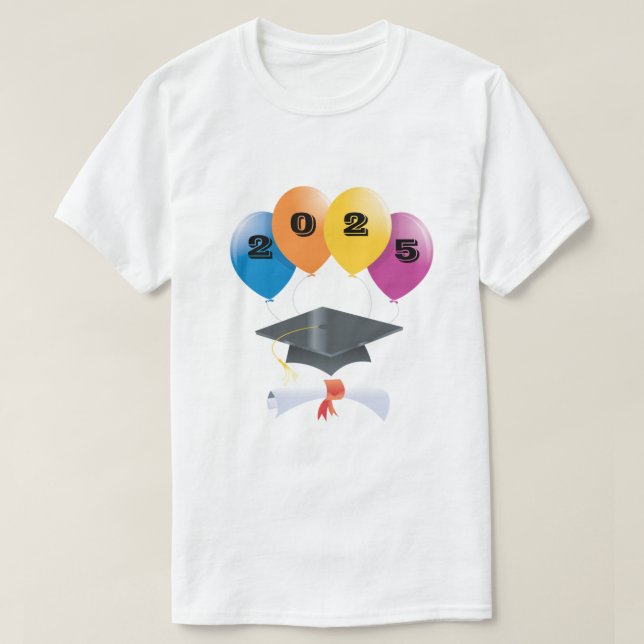 Class of 2025 Graduation Balloons Graduate Diploma T-Shirt (Design Front)